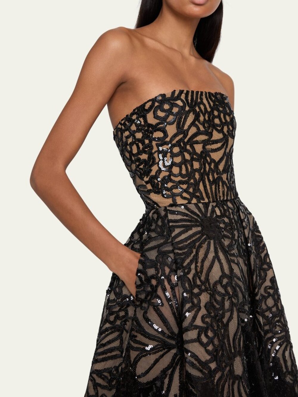 NWT Elie Saab Long Sequined Strapless Dress - Picture 2 of 3